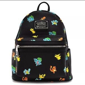 Loungefly Exclusive Pokémon Starters AOP Mini Backpack Black Sold Out NEW